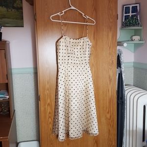 Beige/Creme dress with black polka dots